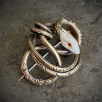 9K Antique Lover’s Knot Brooch with Hand-carved Snake’s Head